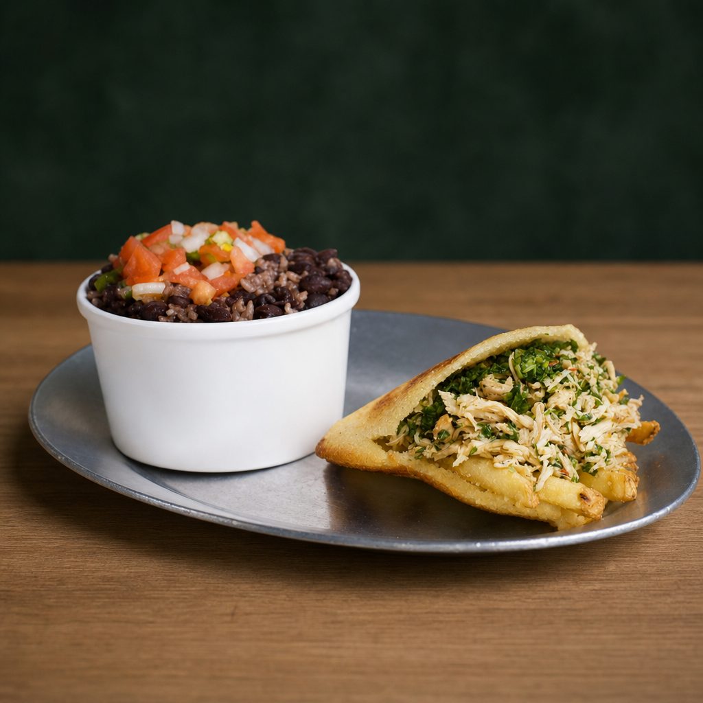 #1- 1 Arepa + Soup, Side, or Drink.
